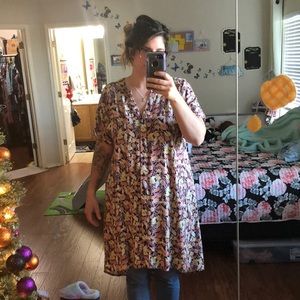 Floral print button front dress